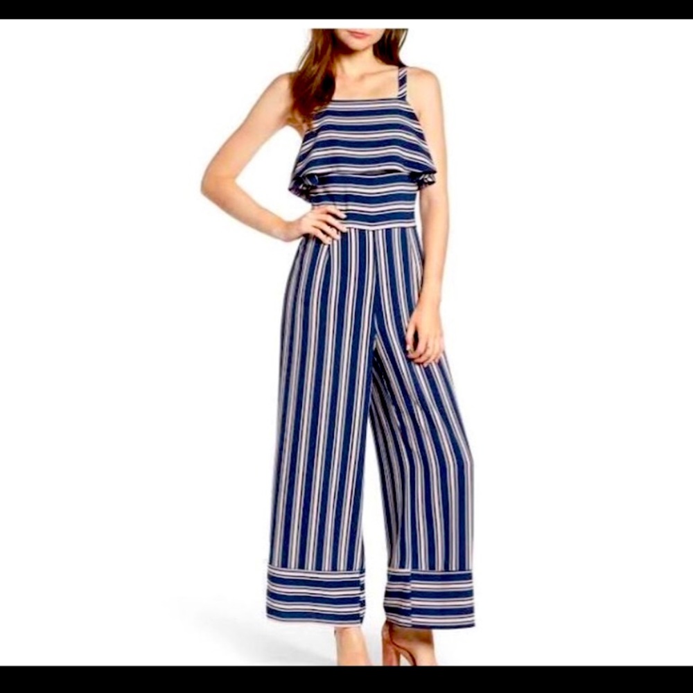 navy and pink jumpsuit